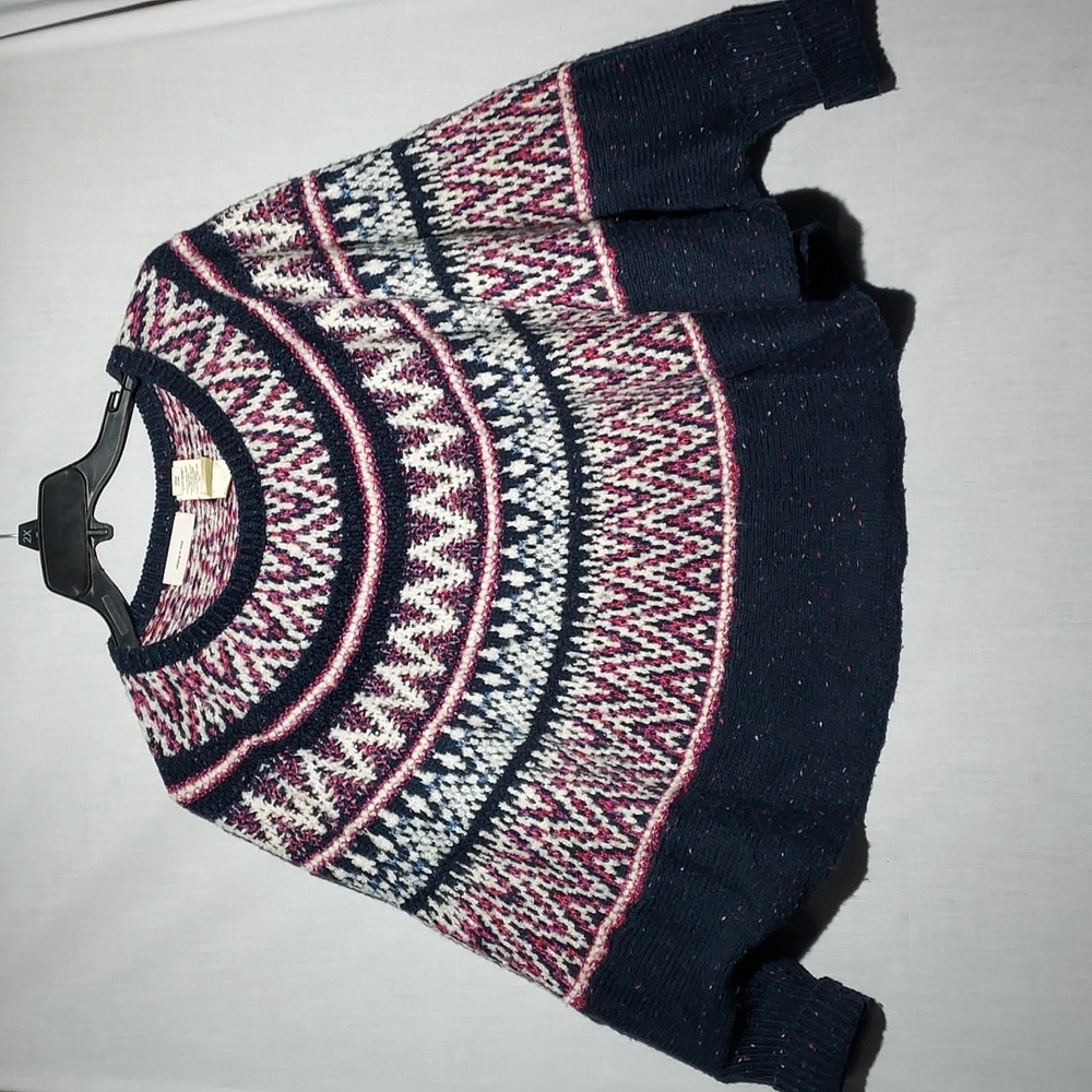 Anthropologie Sleeping On Snow Fair Isle poncho sweater women's‎ size xs/s